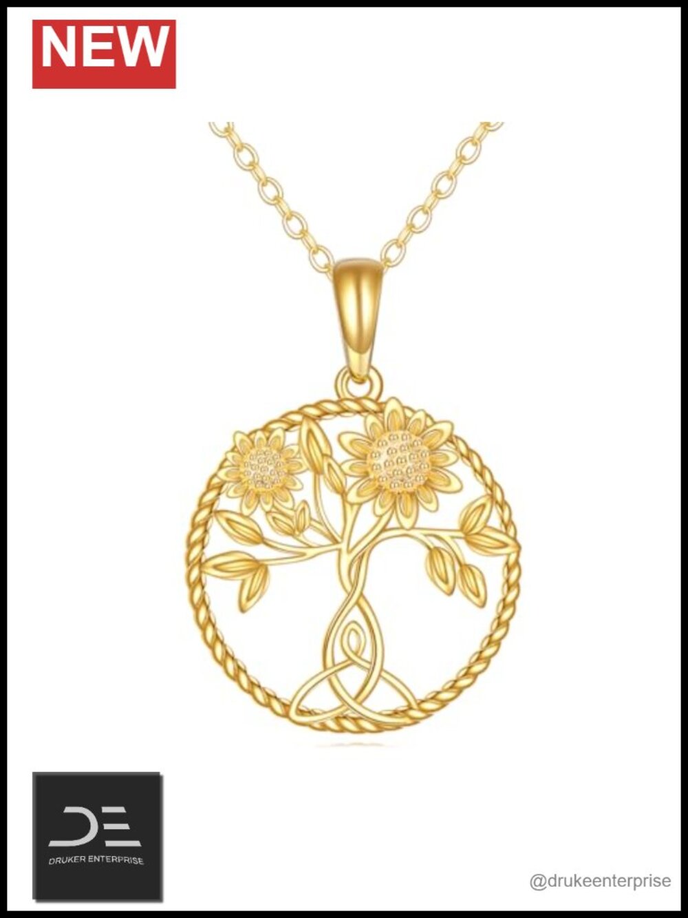 14k Solid Gold Tree of Life Pendant Necklace Fine Jewelry Gift for Women